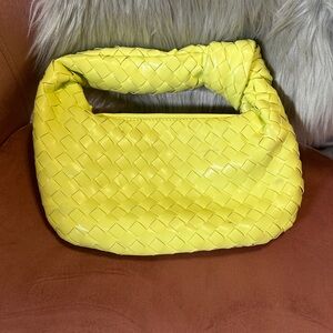 Yellow Woven Leather Handbag